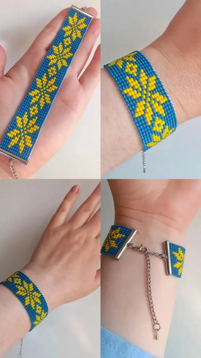 Браслети з чеського бісеру в патріотичному стилі — фото 2