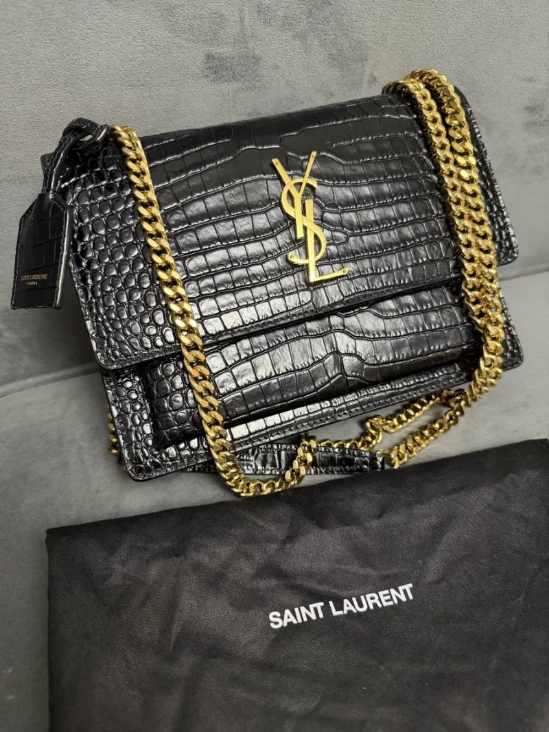 Брендова шкіряна сумка Saint Laurent Sunset Кроко є ентрупі і пильник — фото 7