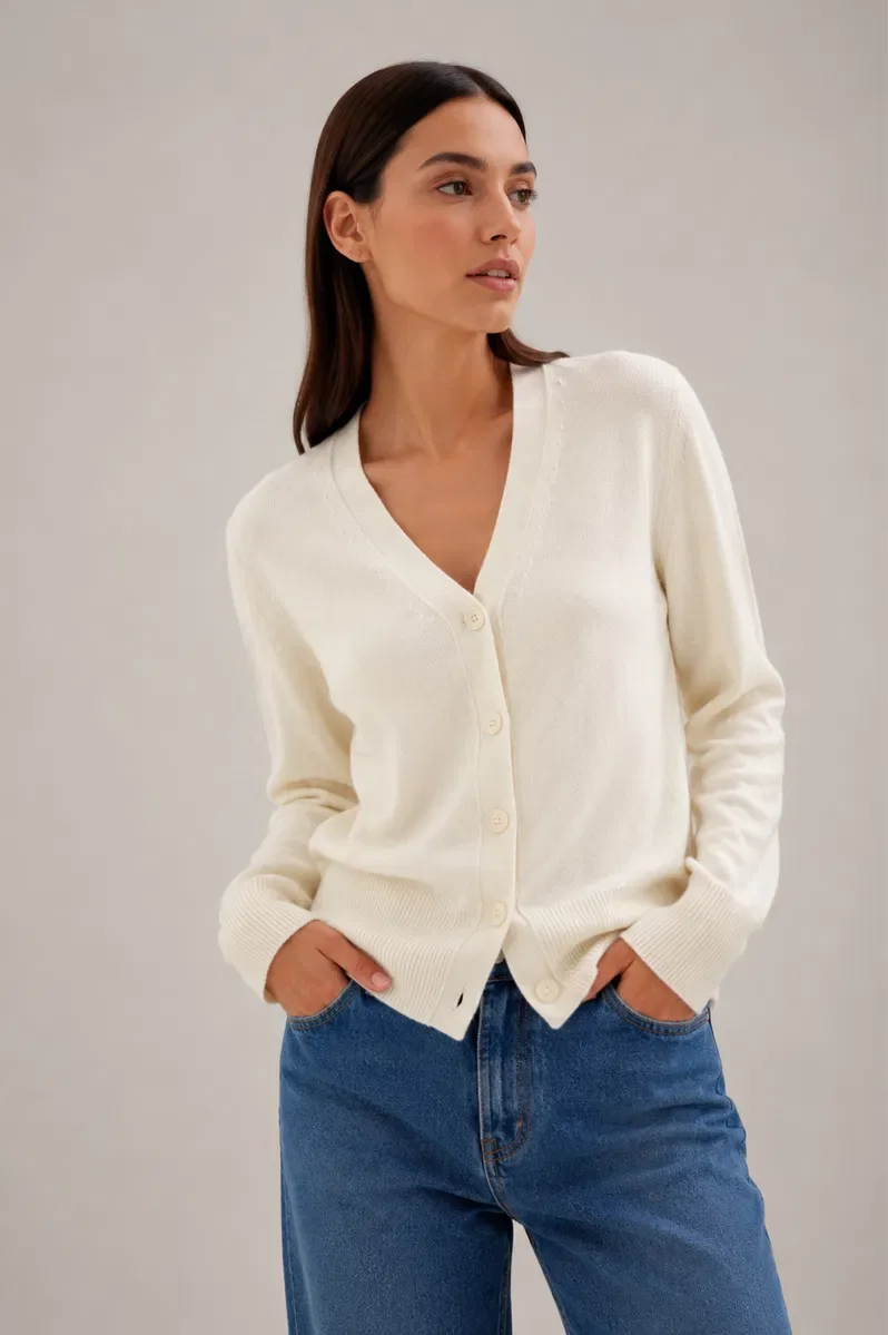Брендовий вовняний кардиган M/Onesize молочний стиль cos old money — фото 4