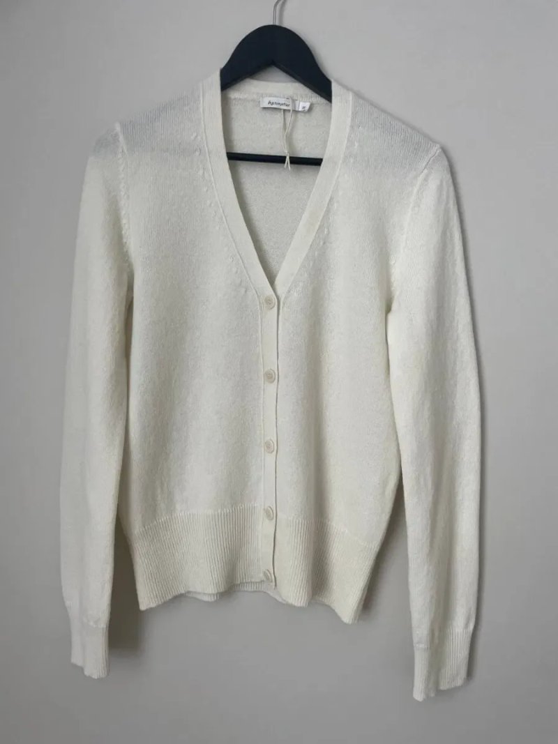 Брендовий вовняний кардиган M/Onesize молочний стиль cos old money — фото 5