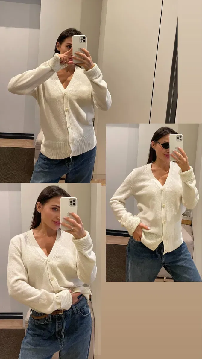 Брендовий вовняний кардиган M/Onesize молочний стиль cos old money — фото 7