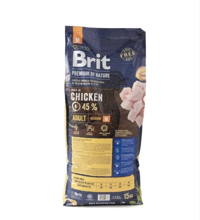Brit Premium Dog Adult M сухий корм для собак 15 кг - курка — фото 2