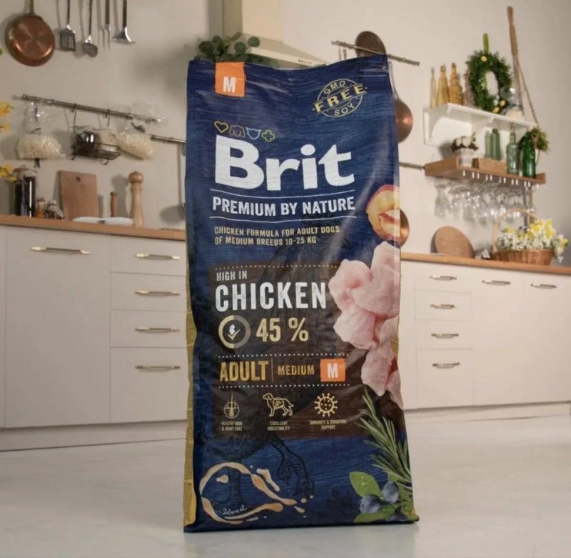 Brit Premium Dog Adult M сухий корм для собак 15 кг - курка — фото 3