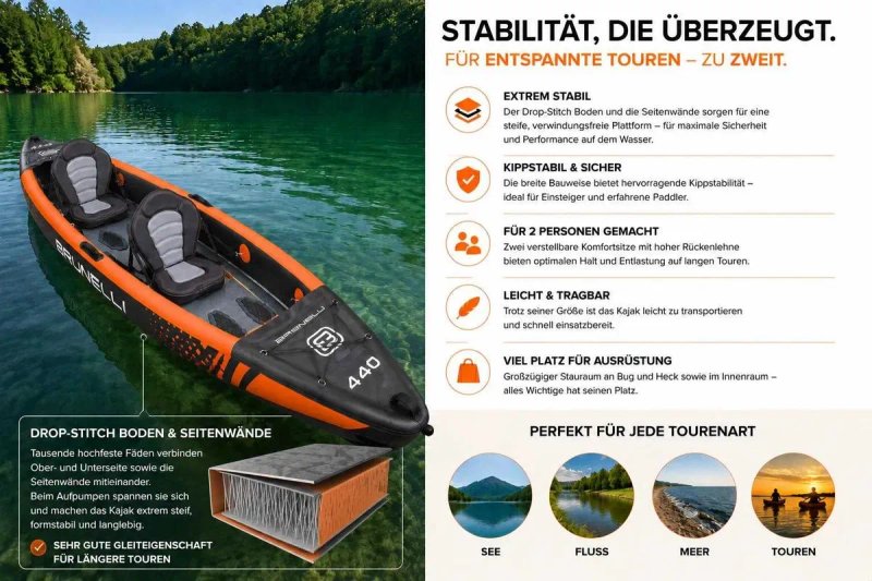 BRUNELLI 440 RAPTOR 100% Дропстіч 2 місця КАЯК Kayak Molveno байдарка SUP САП дошка 2 шари слоя доска надувна Aqua Marina Tomahawk AIR C K AquaMarina — фото 8