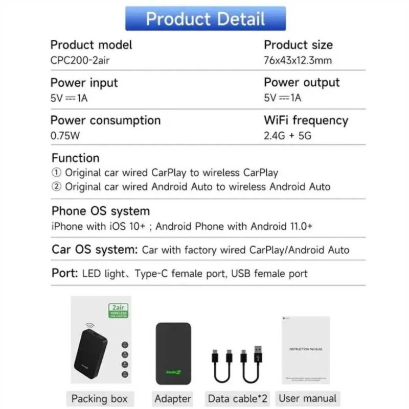 CarlinKit 5.0 2air - адаптер для беспроводного CarPlay/Android Auto — фото 7