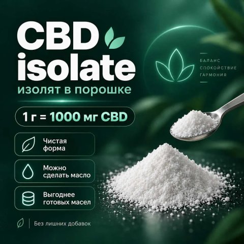CBD изолят, СБД ізолят для самостоятельного приготовления масла, мишек CBD-isolate 1000мг