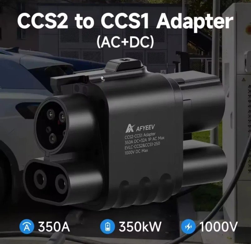 CCS Combo 2 - CCS Combo 1 AFYEEV 350A | AC+DC адаптер швидкої та повільної зарядки | перехідник Для Chevrolet Bolt, Ford Mustang Mach-E, Hyundai Ioniq — фото 6