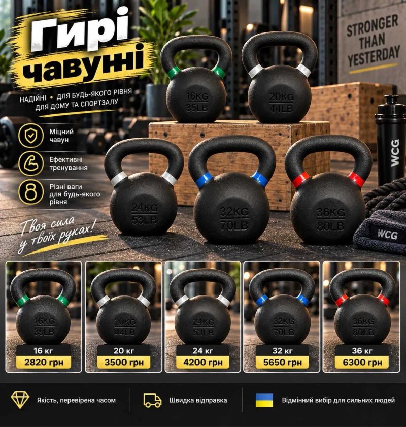 Чавунна гиря 12 кг спортивна для фітнесу кросфіту та домашніх тренувань  | Kettlebell гири чугунные 4 кг - 36 кг | Все веса гирь в наличии | Гирі — фото 3