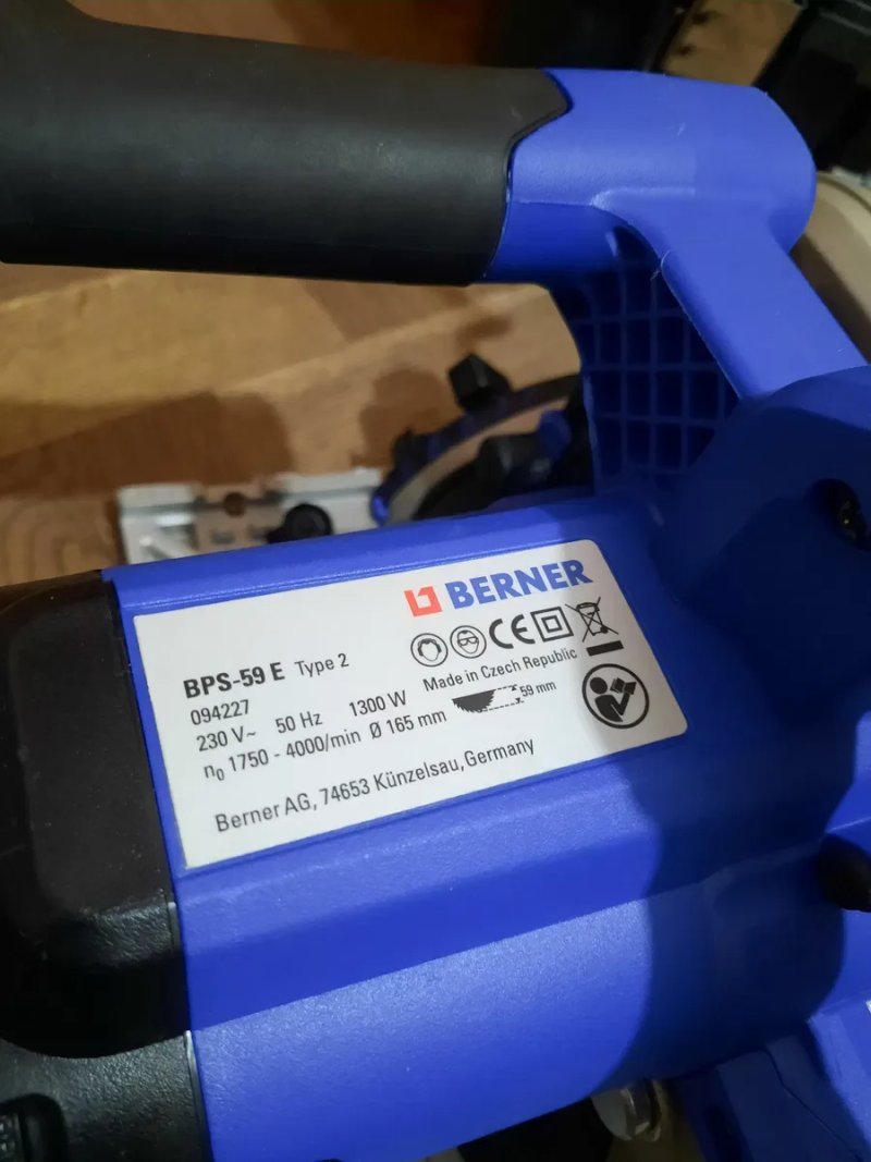 Чехія!!Прфесійна занурювальна дискова пила Berner BPS-59 E,1300вт,165мм(Dewalt) в кейсі — фото 6
