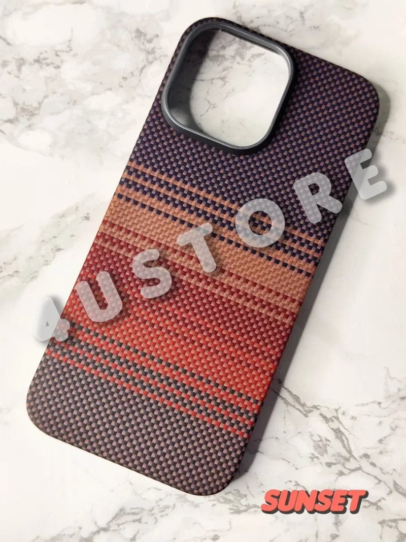 Чехол карбоновый Carbon Magsafe на iPhone 16 Pro Max арамид кевлар ультра тонкий легкий Sunset Moonrise  чохол карбоновий — фото 3