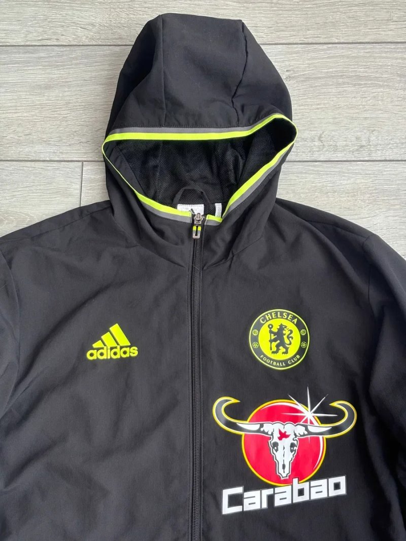 Chelsea Carabao Adidas Black Football Soccer Size M Розмір Адідас Челсі Англія Чорна Чоловіча Футбольна Спортивна Куртка Вітрівка Ветровка Оригінал — фото 3