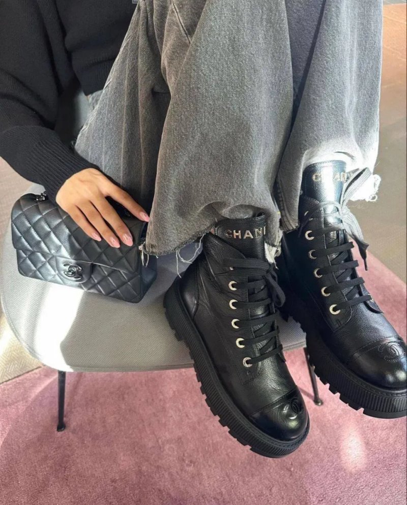 Черевики в наявності 35-41 Chanel ботинки Шанель кожа сапоги — фото 4