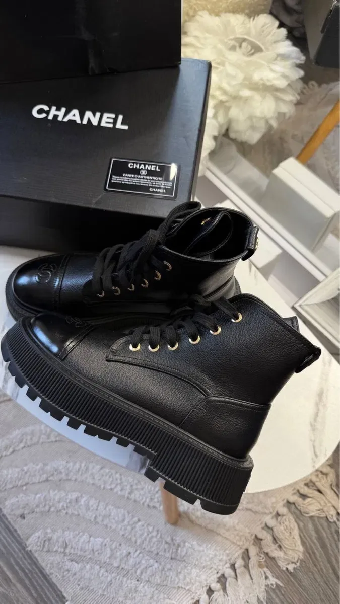 Черевики в наявності 35-41 Chanel ботинки Шанель кожа сапоги — фото 6