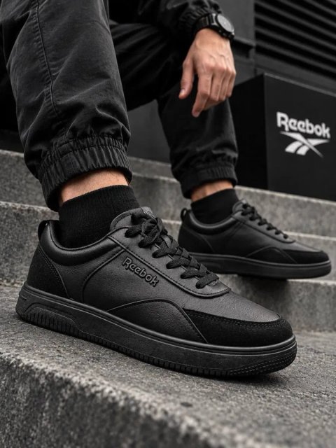 Черные класические кросовки рибок на каждый день Reebok повседневные Натуральная кожа ! Приемлемая цена