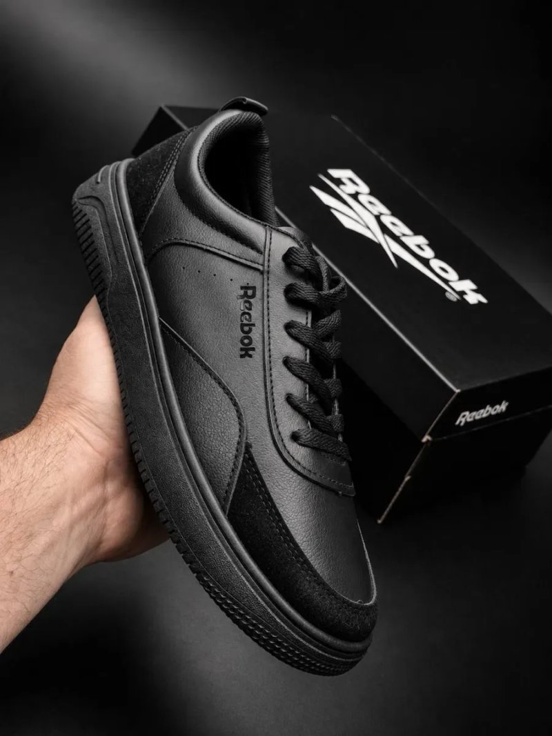 Черные класические кросовки рибок на каждый день Reebok повседневные Натуральная кожа ! Приемлемая цена — фото 2