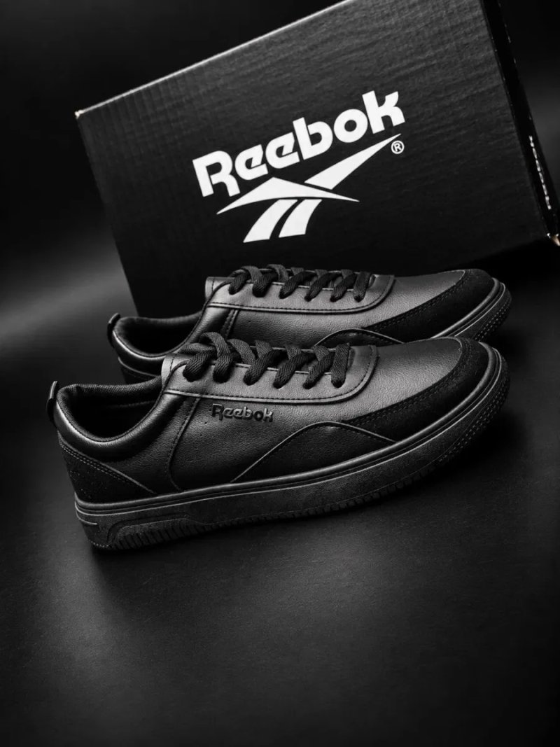 Черные класические кросовки рибок на каждый день Reebok повседневные Натуральная кожа ! Приемлемая цена — фото 3