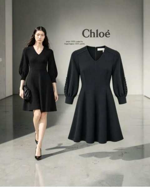 Chloé шерстяное платье миди , оригинал .