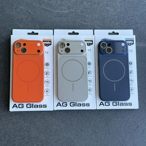 Чохол iPhone 13 | 14 Ag Glass матовий скляний з MagSafe дизайн айфон 17. Чехол айфон 13 | 14 в стиле айфон 17 из защитой камер