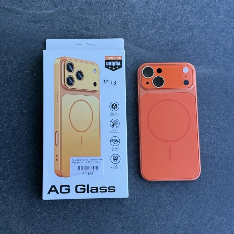 Чохол iPhone 13 | 14 Ag Glass матовий скляний з MagSafe дизайн айфон 17. Чехол айфон 13 | 14 в стиле айфон 17 из защитой камер — фото 4