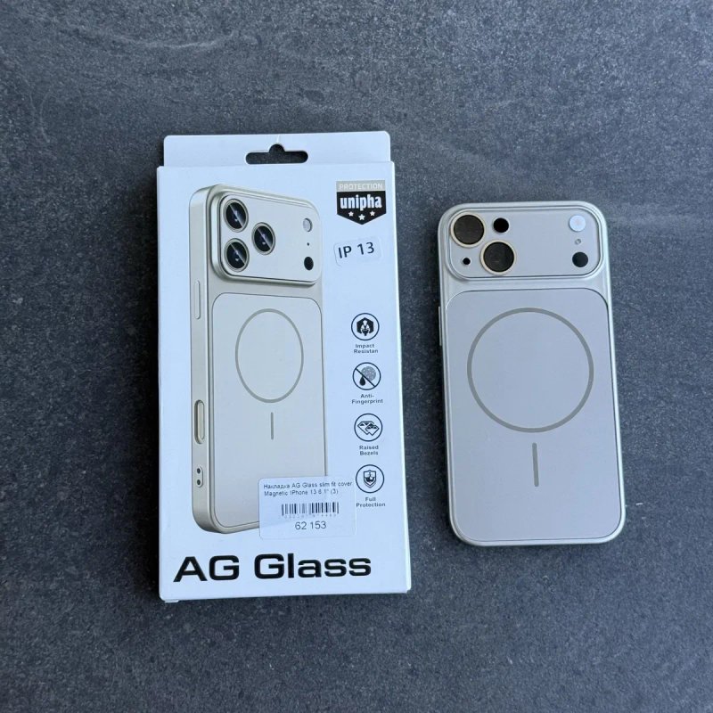 Чохол iPhone 13 | 14 Ag Glass матовий скляний з MagSafe дизайн айфон 17. Чехол айфон 13 | 14 в стиле айфон 17 из защитой камер — фото 5