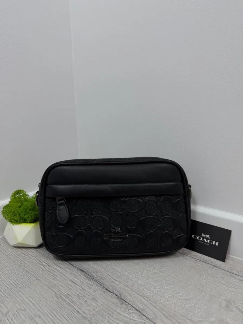 Чоловіча сумка через плече Coach чорна | Кросбоді | Екошкіра | Сумка Коуч чорна чоловіча — фото 2