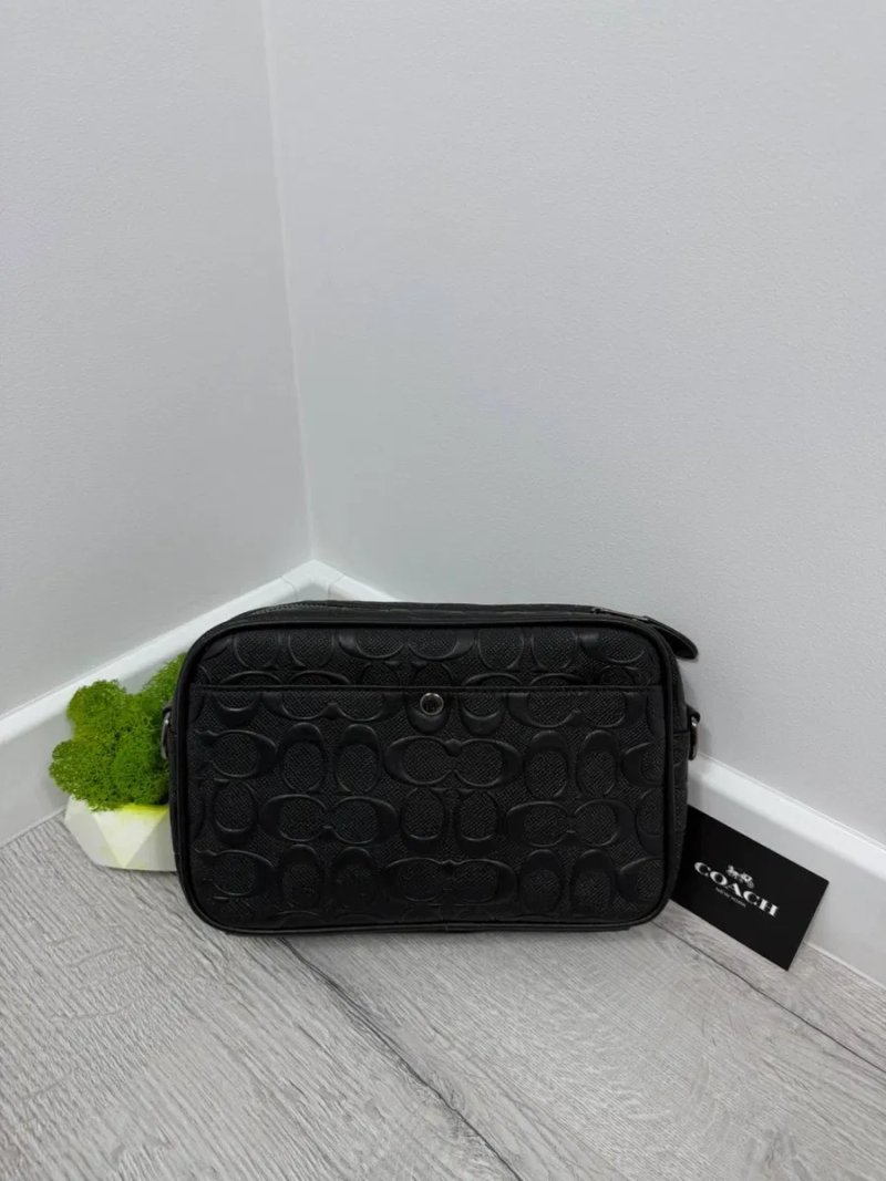 Чоловіча сумка через плече Coach чорна | Кросбоді | Екошкіра | Сумка Коуч чорна чоловіча — фото 4