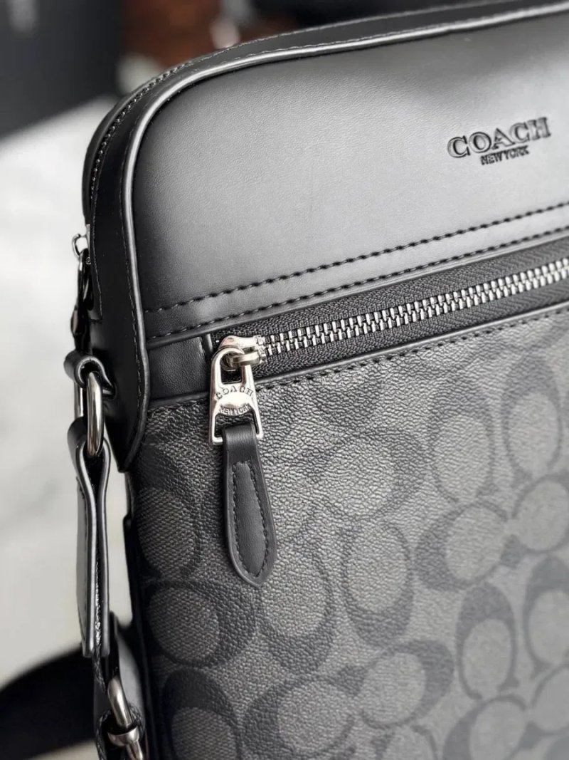 Чоловіча сумка мессенджер барсетка Coach Houston flight bag мужская коуч черная натуральная кожа кожаная чорна шкіряна купиьи сумку — фото 3