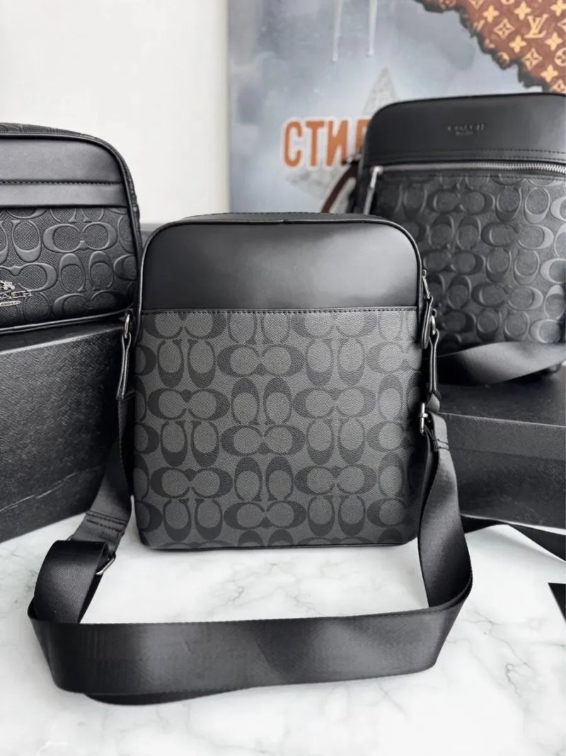 Чоловіча сумка мессенджер барсетка Coach Houston flight bag мужская коуч черная натуральная кожа кожаная чорна шкіряна купиьи сумку — фото 4