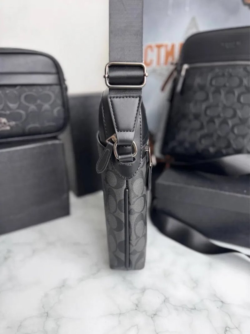 Чоловіча сумка мессенджер барсетка Coach Houston flight bag мужская коуч черная натуральная кожа кожаная чорна шкіряна купиьи сумку — фото 5