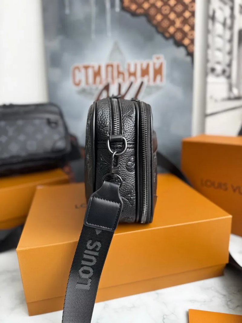 Чоловіча сумка мессенджер Louis Viitton Alpha чорна луі вітон кожа — фото 4