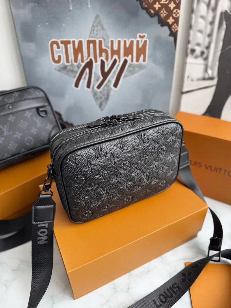 Чоловіча сумка мессенджер Louis Viitton Alpha чорна луі вітон кожа — фото 5