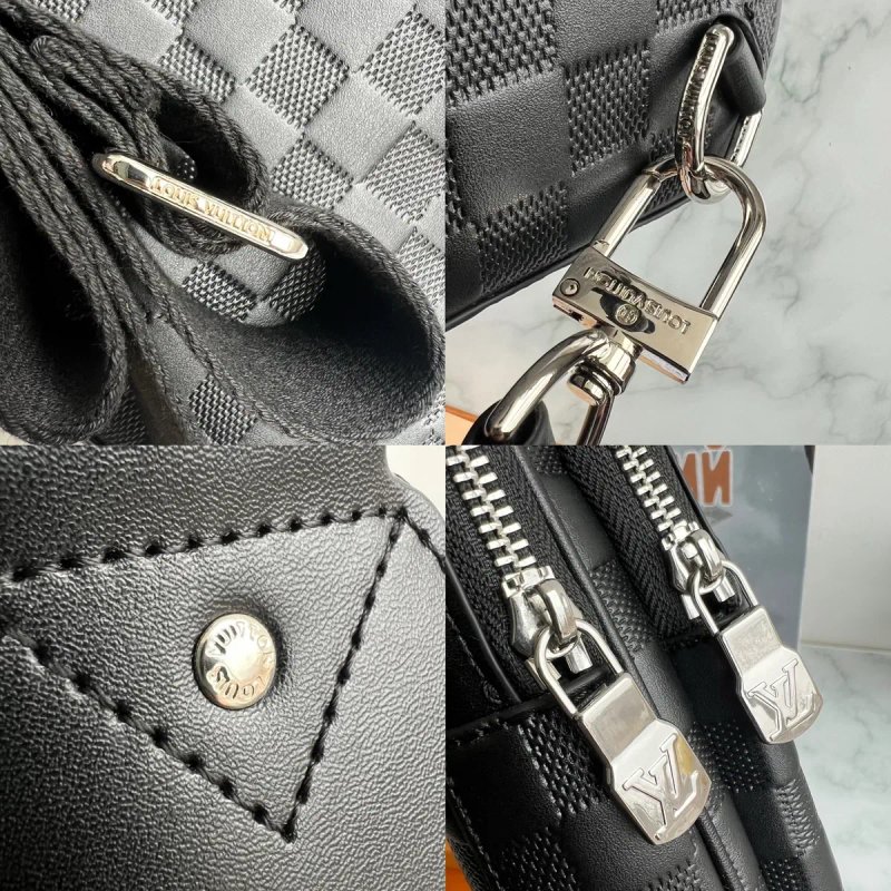 Чоловіча сумка слінг чорна сіра шкіряна Louis Vuitton Slingbag Avenue — фото 7