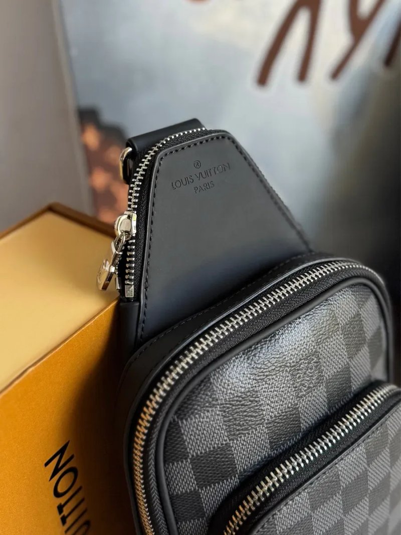 Чоловіча сумка слінг Louis Vuitton Avenue Slingbag луи витон слинг чорна сіра натуральна шкіра шкіряна мужская сумка мессенджер кожа натуральная — фото 8