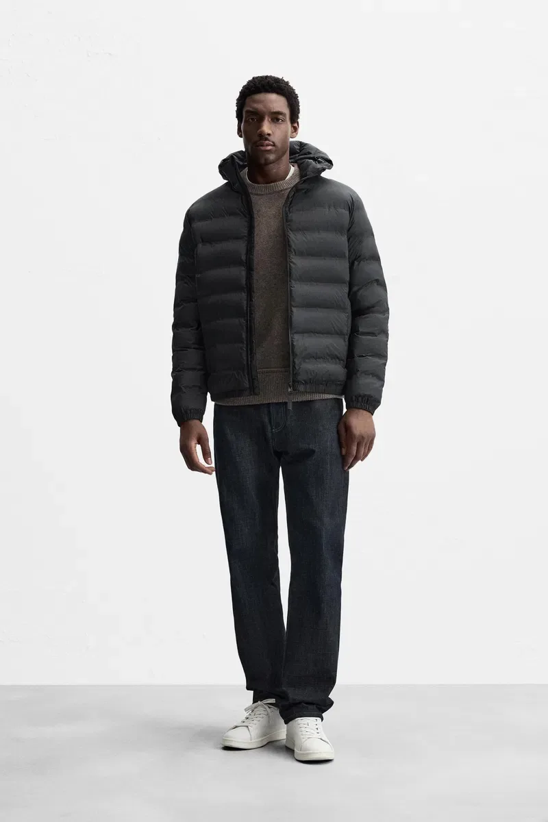 Чоловіча Ветровка ZARA Куртка на Осінь Оригінал Новая Мужская Черная Padded Jacket — фото 4