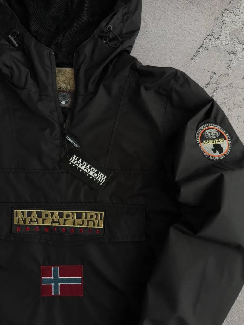 Чоловіча Вітрівка-Анорак Napapijri | Водовідштовхуюча | Чорна | S–3XL — фото 2