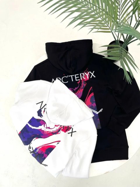 Чоловіче худі Arcteryx чорне/ біла кофта з капюшоном арктерікс/ светр