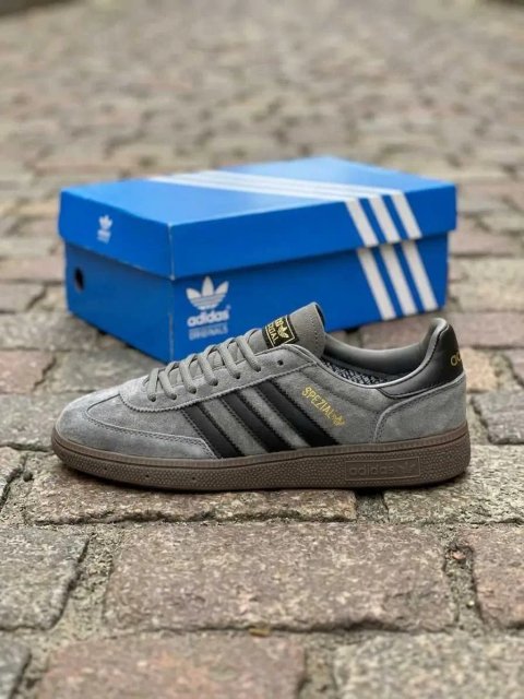 Чоловічі кросівки Adidas Handball Spezial Grey Black (41-45) — Адідас Хендбол Спешл, замша, сірі, демісезонні