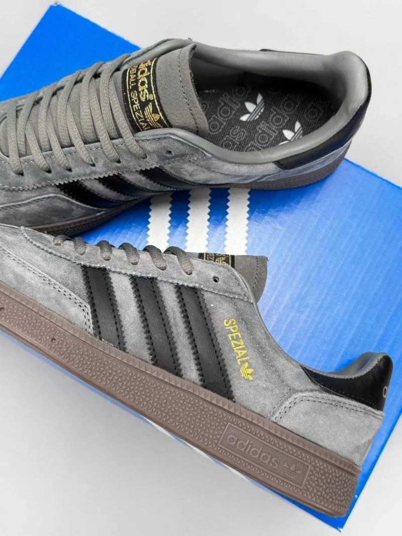 Чоловічі кросівки Adidas Handball Spezial Grey Black (41-45) — Адідас Хендбол Спешл, замша, сірі, демісезонні — фото 6