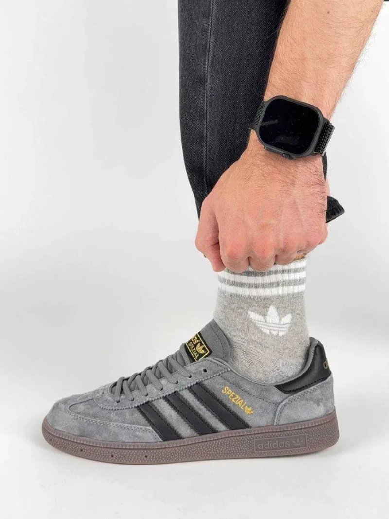 Чоловічі кросівки Adidas Handball Spezial Grey Black (41-45) — Адідас Хендбол Спешл, замша, сірі, демісезонні — фото 7