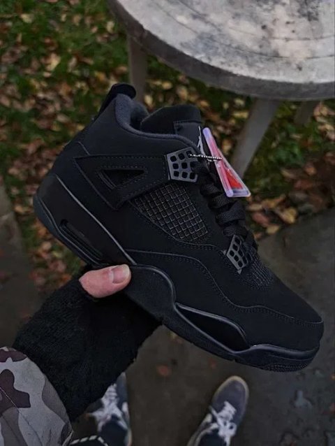 Чоловічі кросівки Nike Air Jordan 4 "Full Black Cat" Розміри 40-45