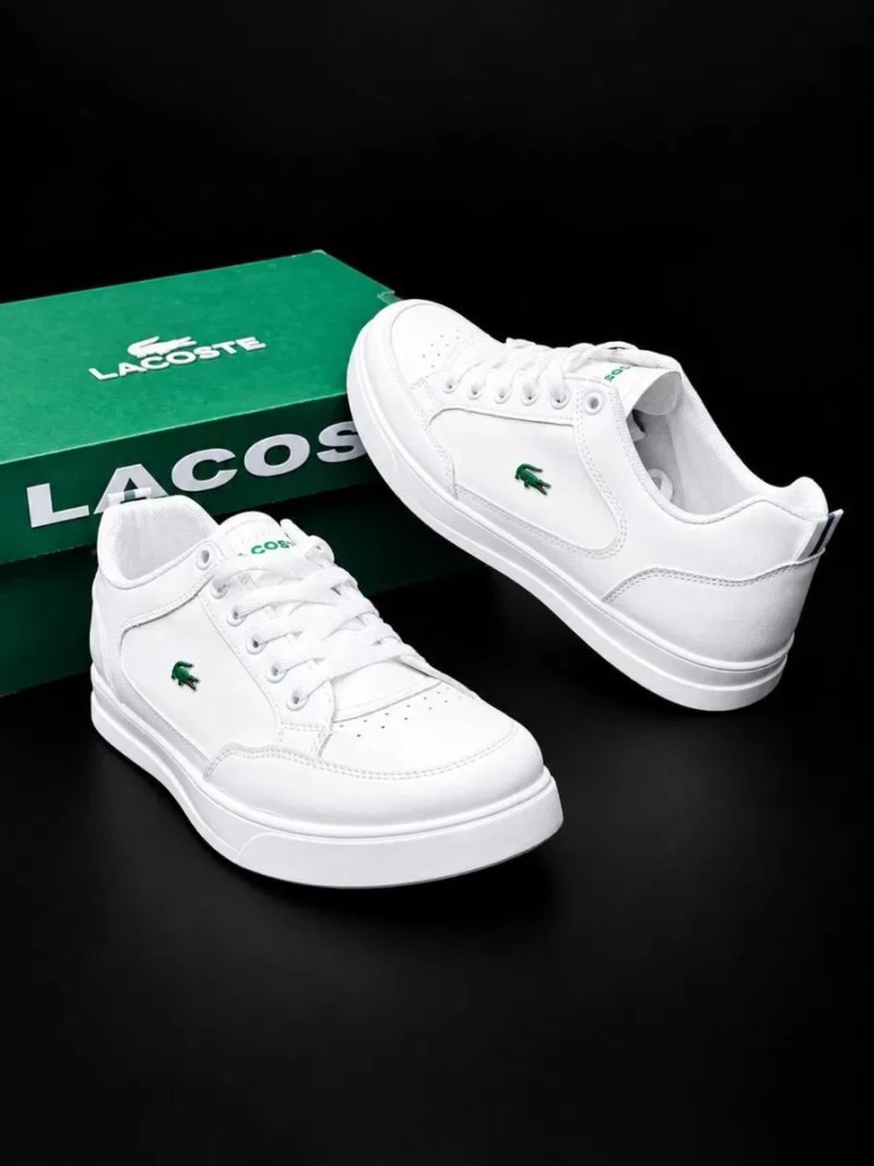 Чоловічі кросовки Lacoste білі шкіряні красовки класичні лакоста Стильні шкіряні кросовки лакосте Осінні кросівки мужські — фото 6