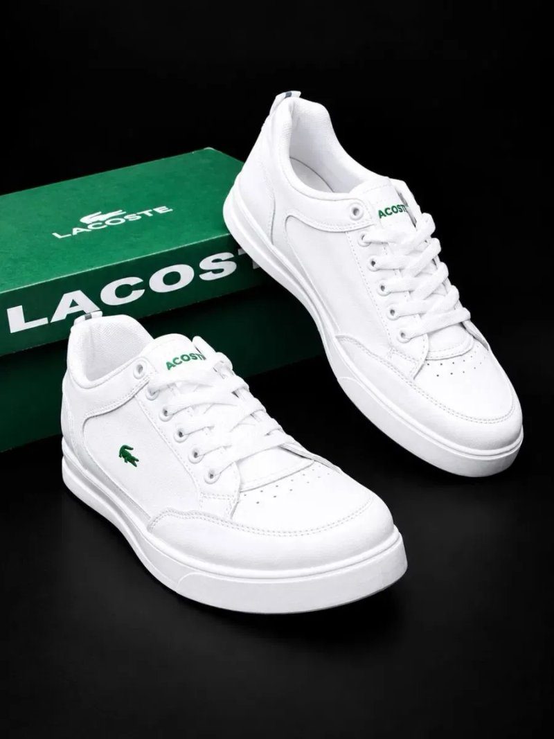 Чоловічі кросовки Lacoste білі шкіряні красовки класичні лакоста Стильні шкіряні кросовки лакосте Осінні кросівки мужські — фото 8