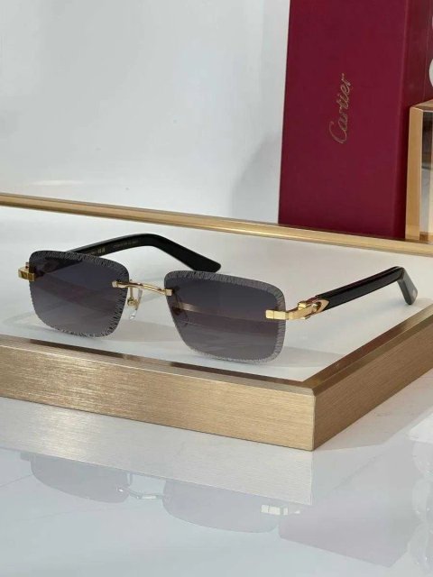 Чоловічі сонцезахисні окуляри Cartier CT0847S Картье безободкові з кришталевим огранюванням