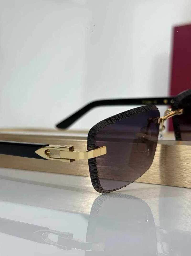 Чоловічі сонцезахисні окуляри Cartier CT0847S Картье безободкові з кришталевим огранюванням — фото 2