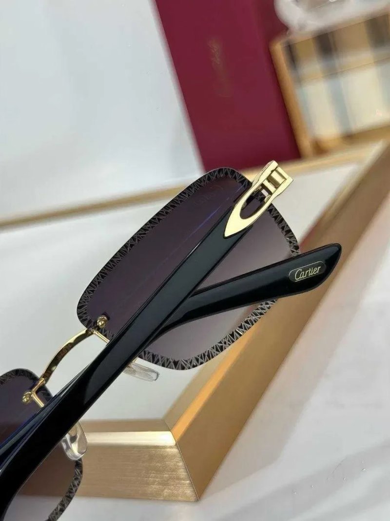 Чоловічі сонцезахисні окуляри Cartier CT0847S Картье безободкові з кришталевим огранюванням — фото 3