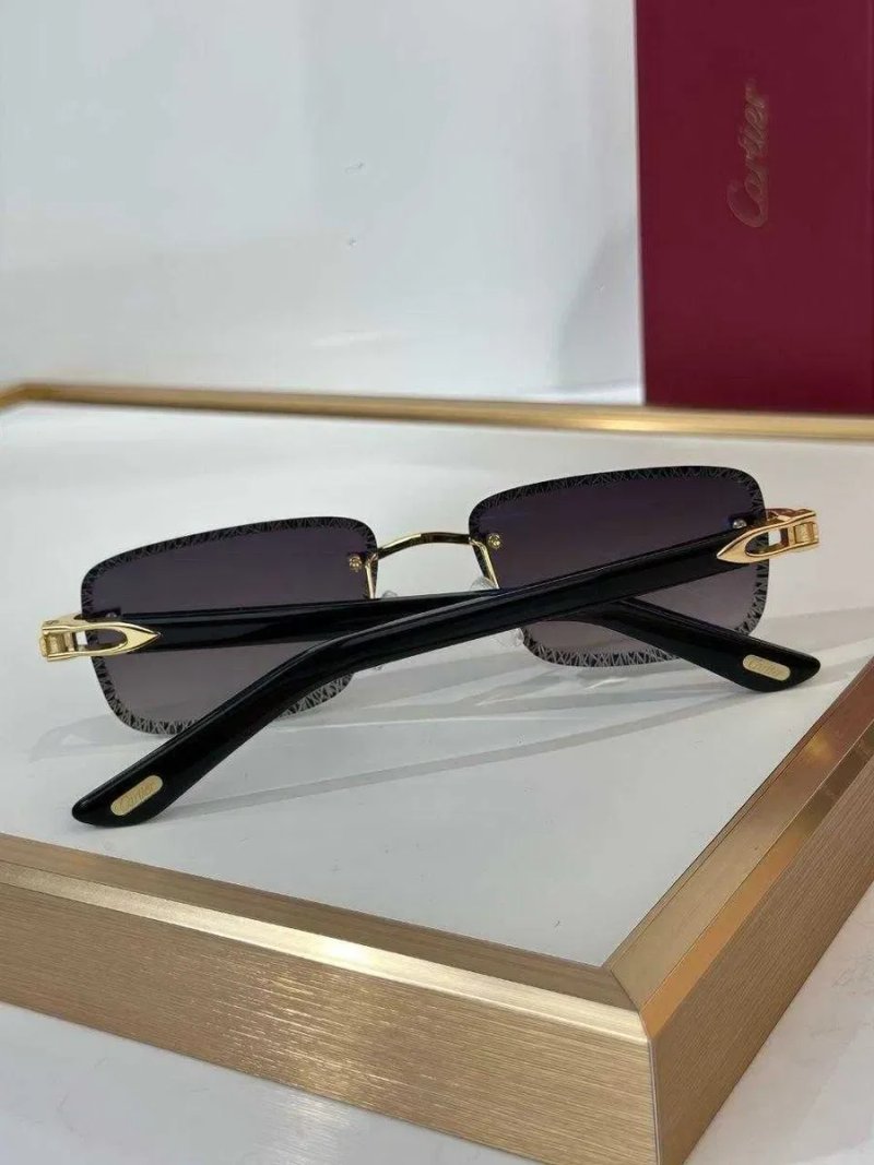 Чоловічі сонцезахисні окуляри Cartier CT0847S Картье безободкові з кришталевим огранюванням — фото 4