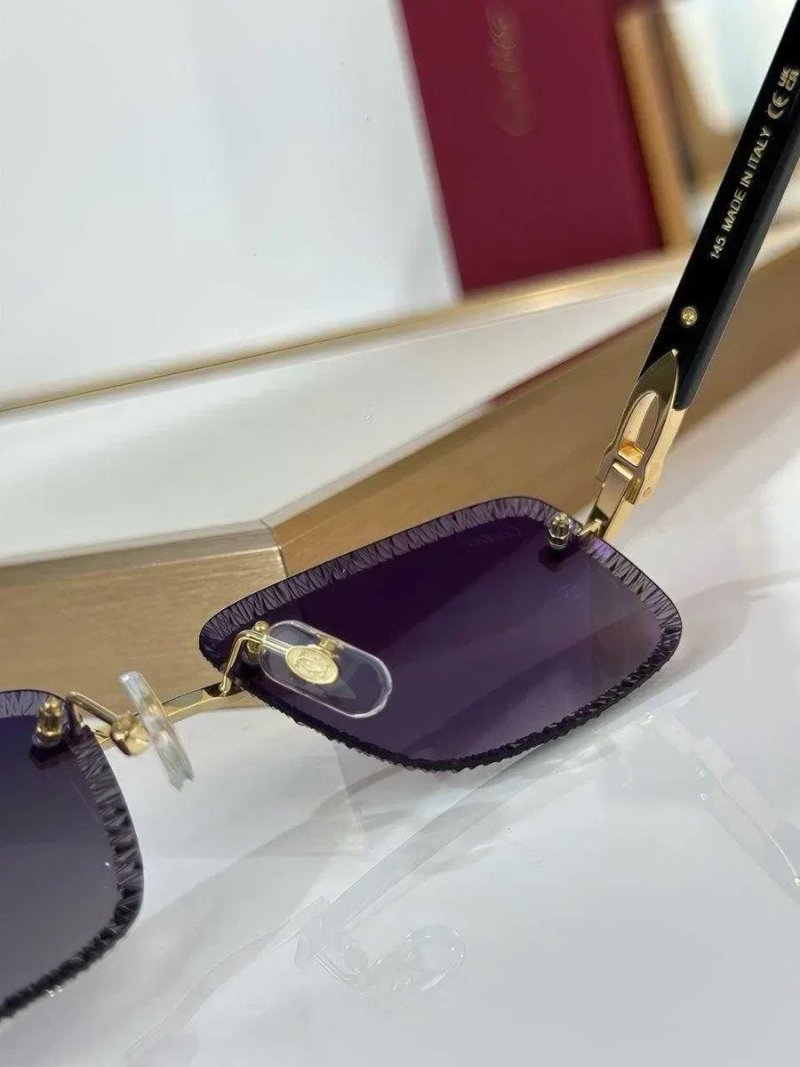 Чоловічі сонцезахисні окуляри Cartier CT0847S Картье безободкові з кришталевим огранюванням — фото 5