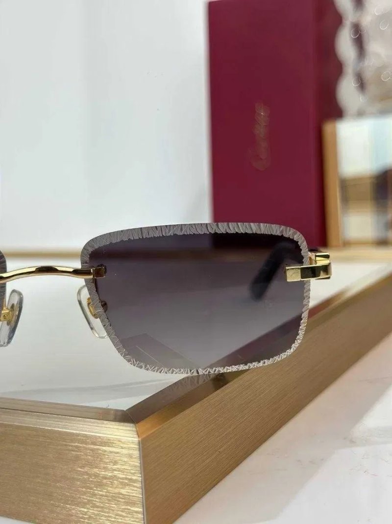 Чоловічі сонцезахисні окуляри Cartier CT0847S Картье безободкові з кришталевим огранюванням — фото 6