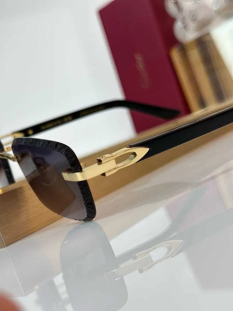 Чоловічі сонцезахисні окуляри Cartier CT0847S Картье безободкові з кришталевим огранюванням — фото 7