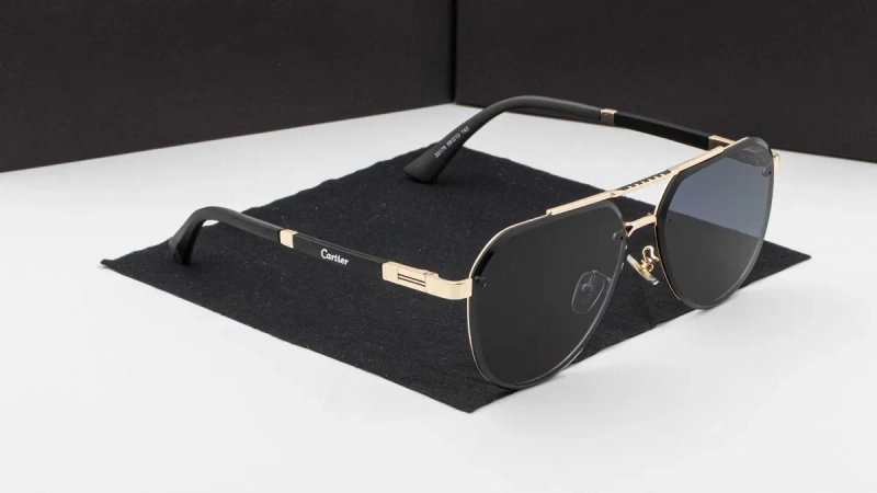 Чоловічі сонцезахисні окуляри Cartier NEW 2026 | UV400 | авіатор краплі | футляр в комплекті | металева оправа — фото 3